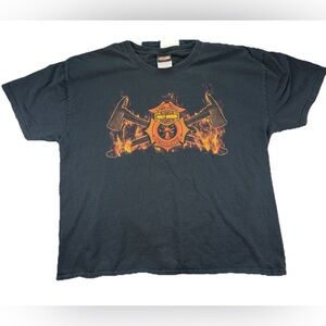 Harley Davidson Firefighter Axe T Shirt Men's XL Black Vintage Y2K Biker Ohio